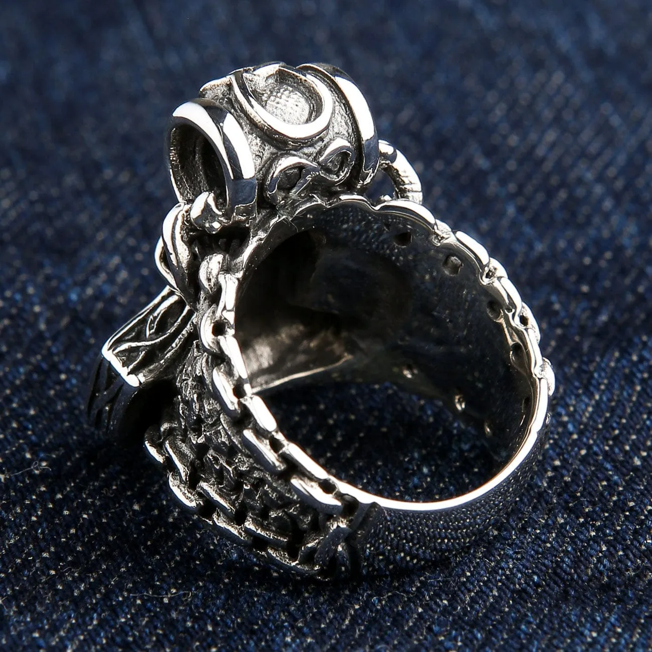 Viking Thor's Hammer Sterling Silver Men's Biker Ring