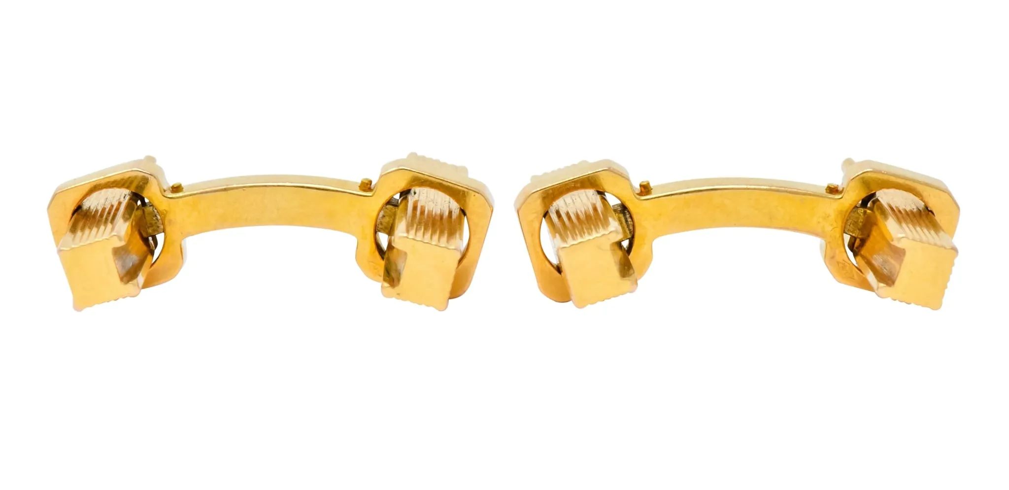 Vintage 1960's French 18 Karat Gold Men's Articulated Bar Cufflinks