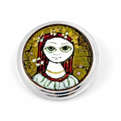 Vintage Dane Hand-Painted Ceramic Big-Eyed Girl Brooch 1960S