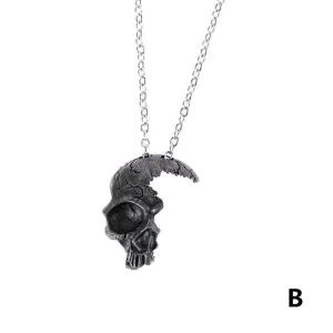 Vintage Half Skull Pendant Necklace