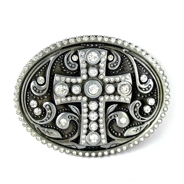 Western belt buckles for Women vintage cross belt Buckle with rhinestone custom belt accessories metal buckle cowgirl clip