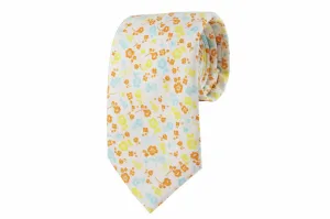White & Yellow Floral Tie