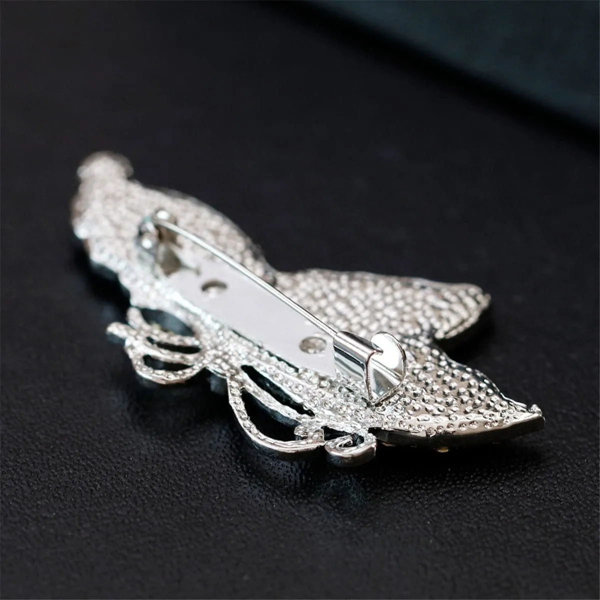 White Cubic Zirconia & Abalone Shell Butterfly Brooch