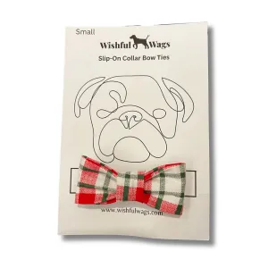 White Plaid Slip On Bow Tie