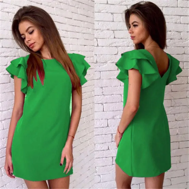 Women Sexy Backless Butterfly Sleeve Dress