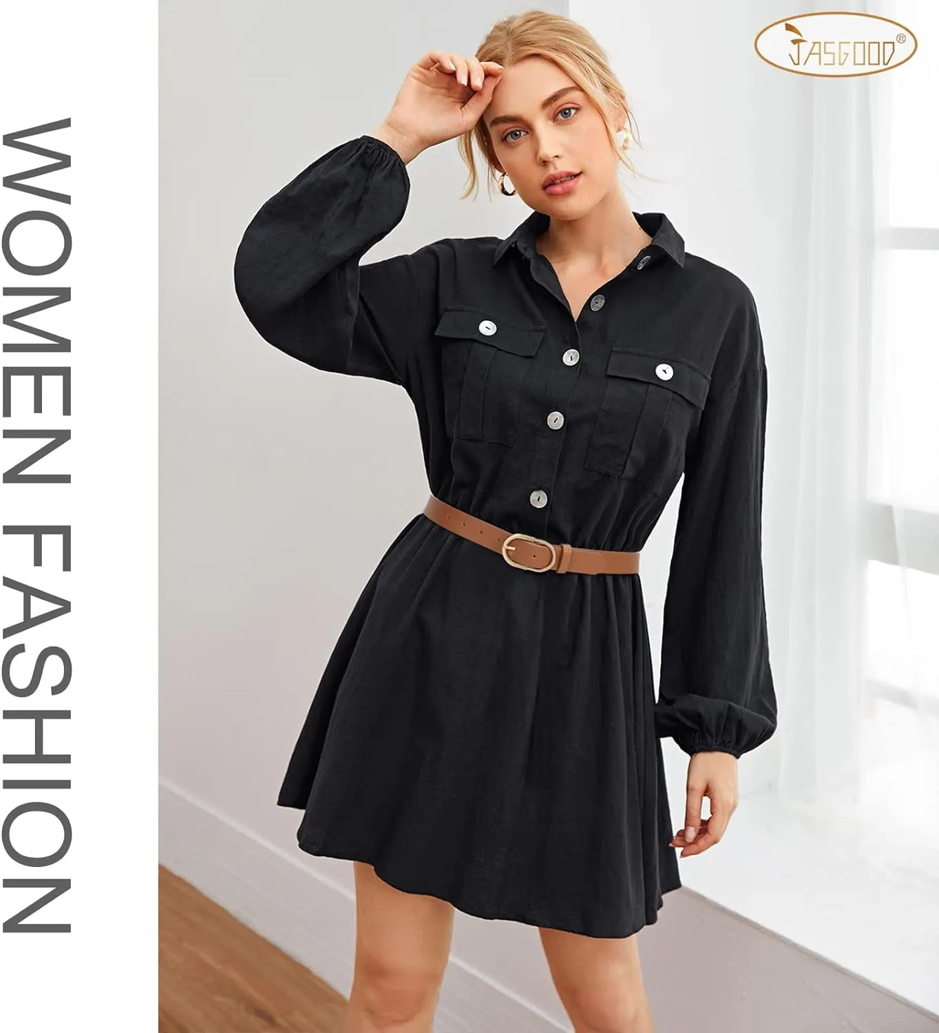 Women’s Leather Belts for Jeans and Pants with Gold Buckle
