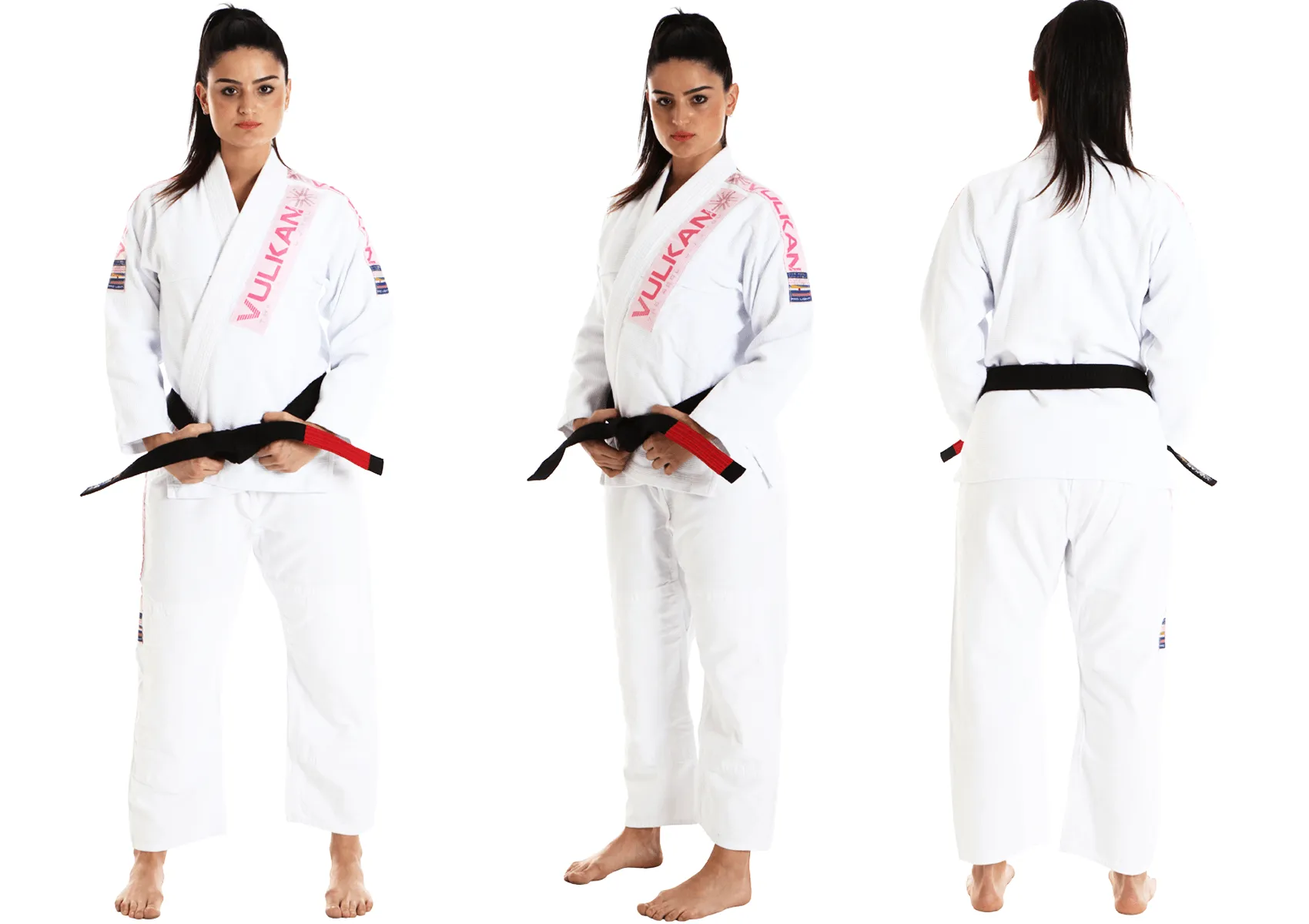Women's PRO Light Jiu Jitsu Gi, WHITE w/ PINK Patches