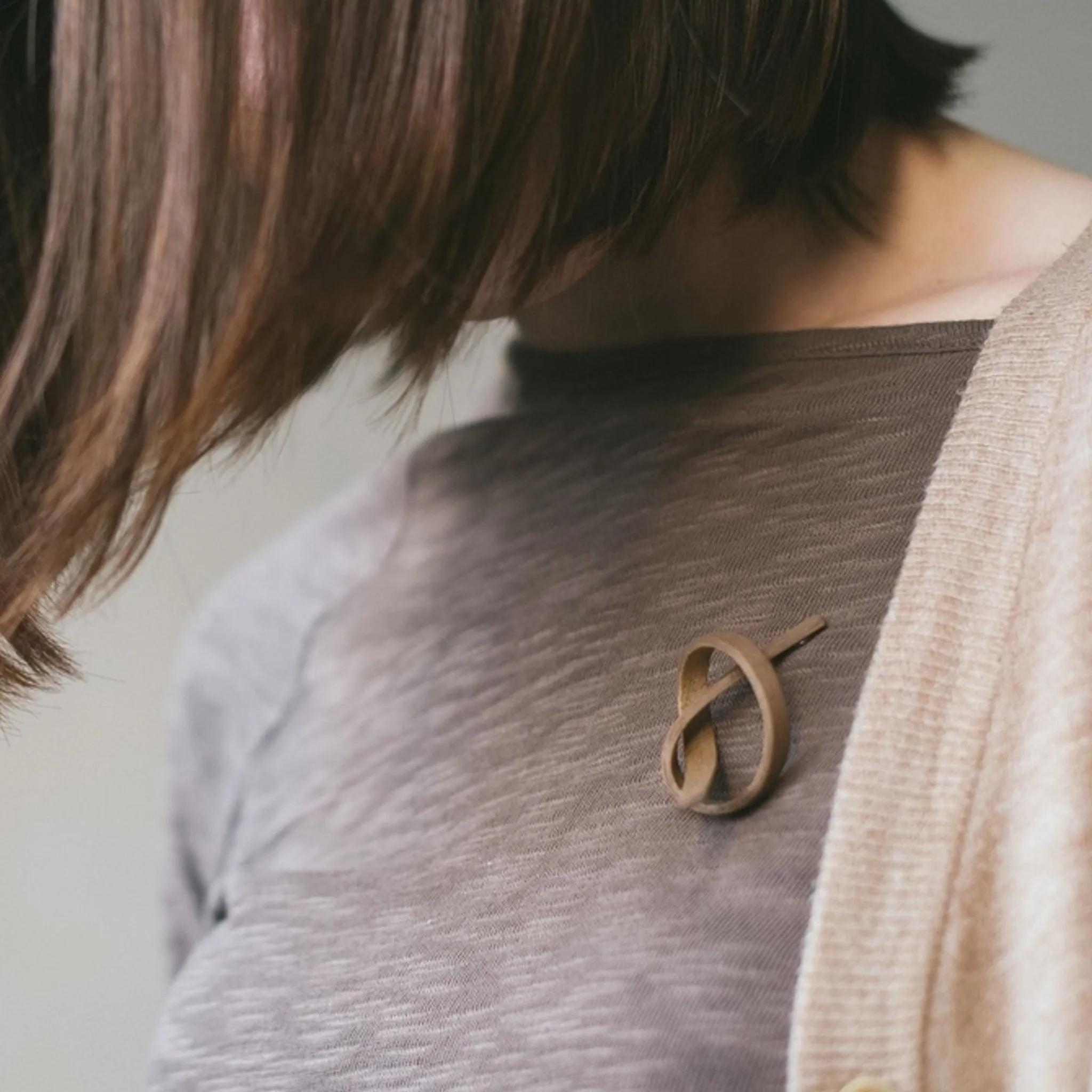 Wooden Alpha Brooch