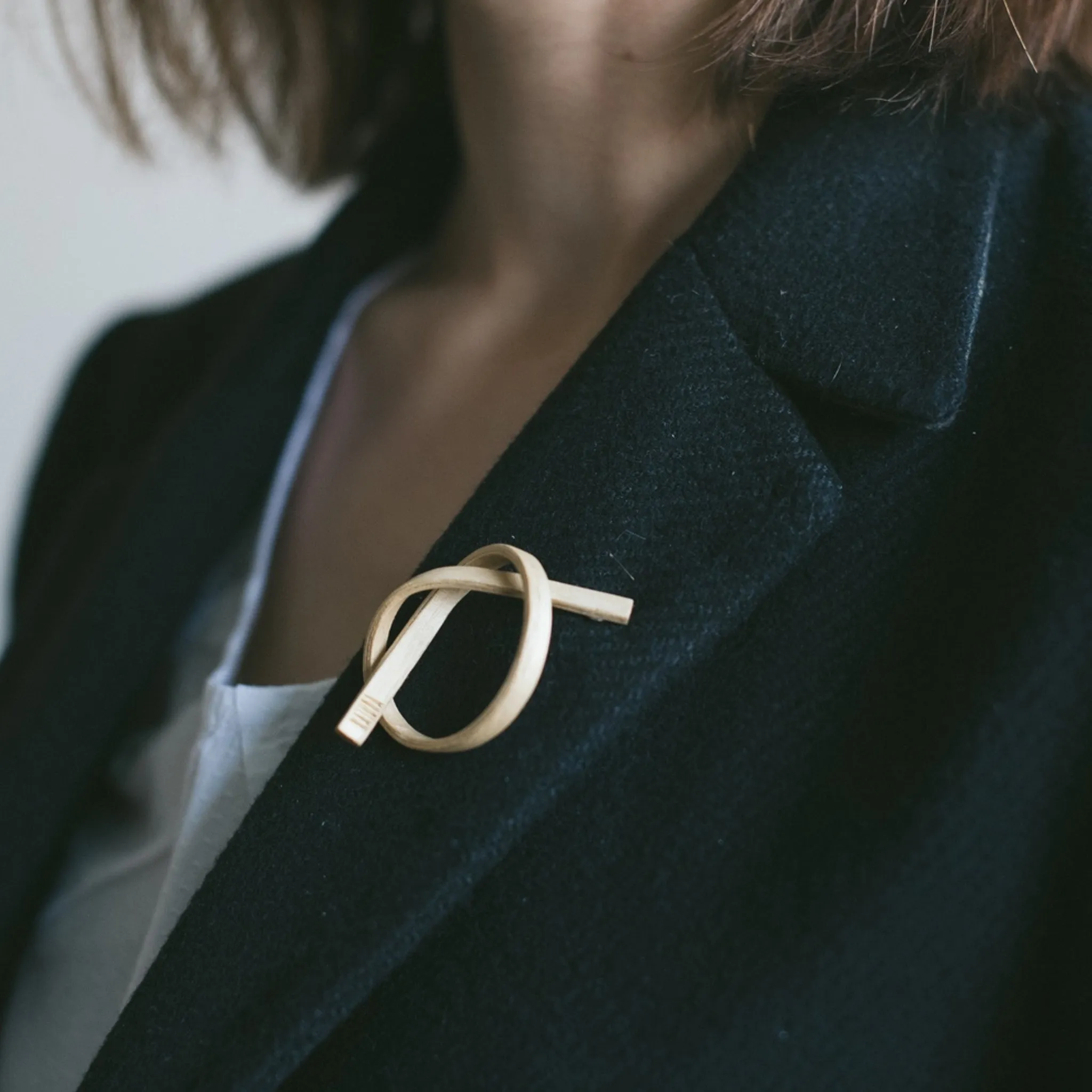 Wooden Alpha Brooch