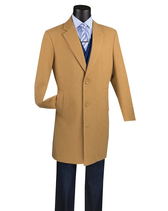 Wool & Cashmere Regular Fit Top Coat 38" Long in Camel CL38