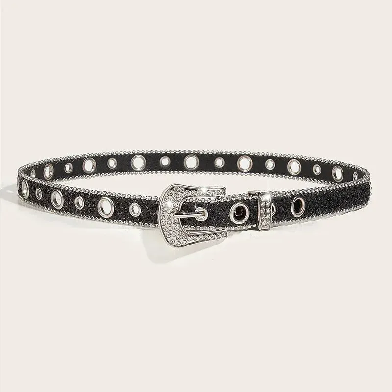 Y2K Punk Rhinestone & Sequin Belt