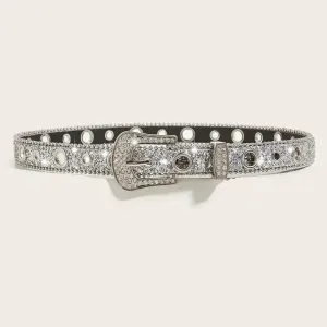 Y2K Punk Rhinestone & Sequin Belt