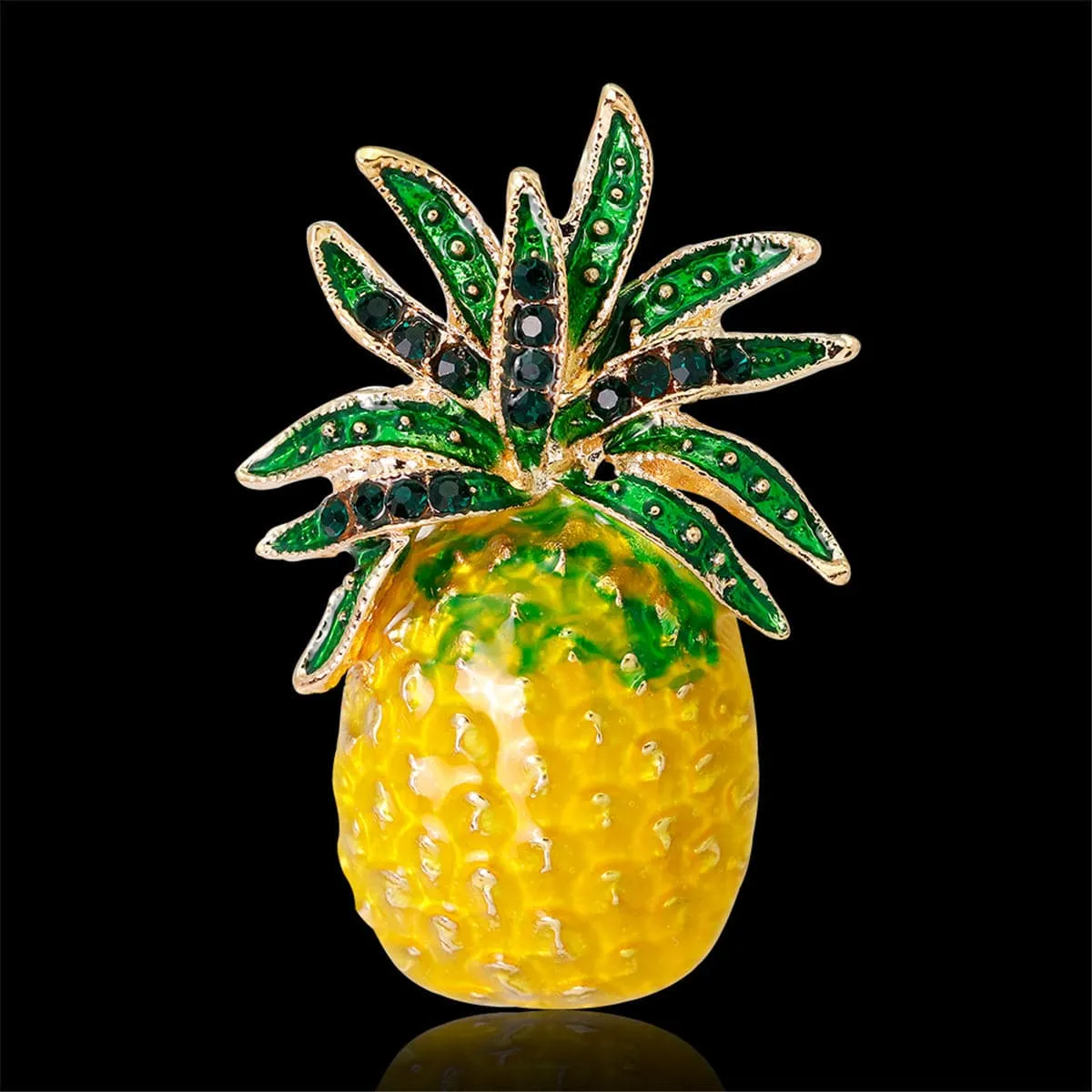 Yellow Cubic Zirconia & 18K Gold-Plated Pineapple Brooch