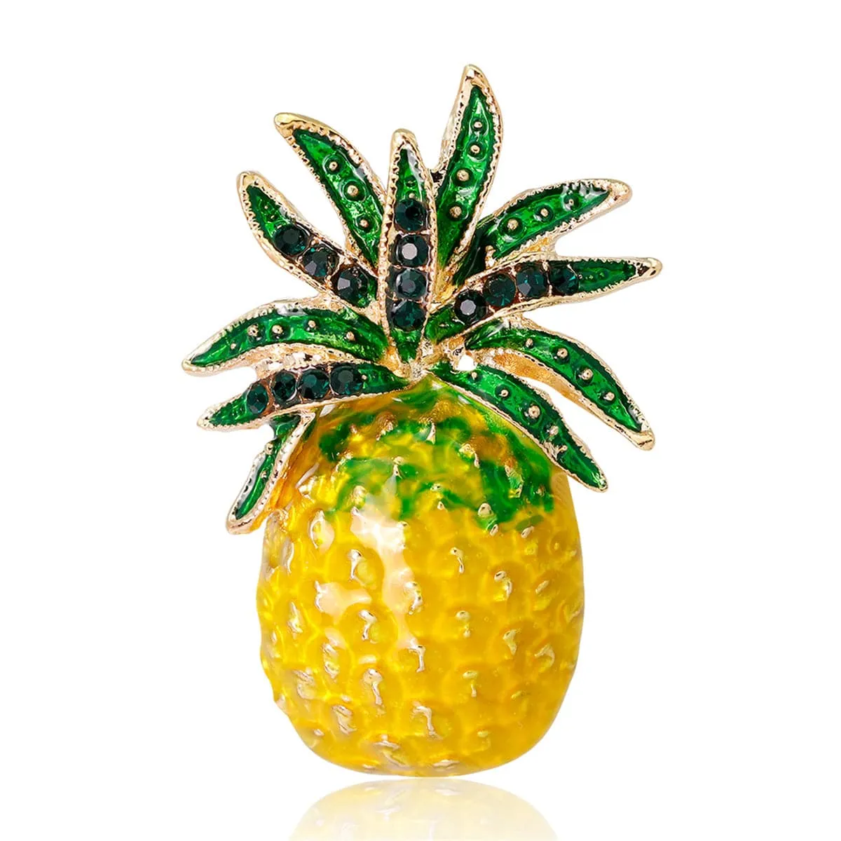 Yellow Cubic Zirconia & 18K Gold-Plated Pineapple Brooch