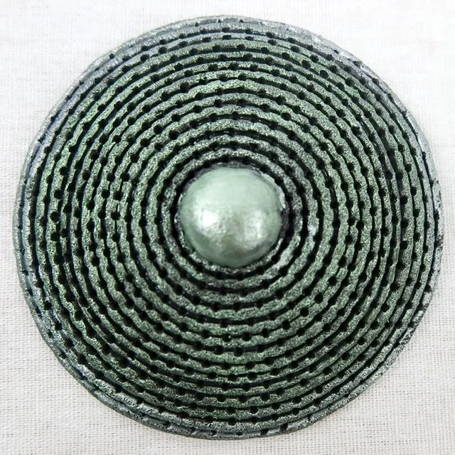 Yetholm Shield Celtic Brooch - Metallic Green